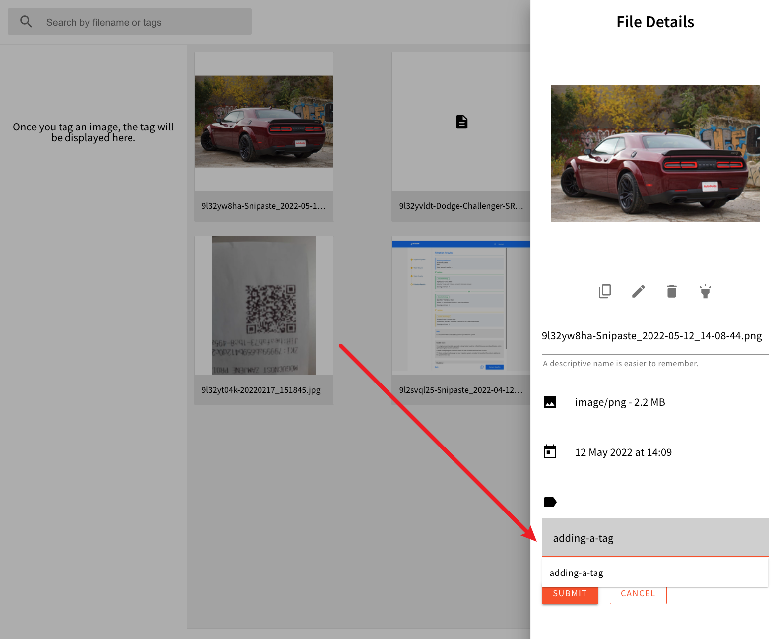 Tagging Uploaded File