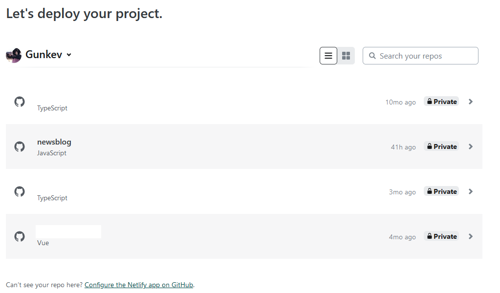 Select repository