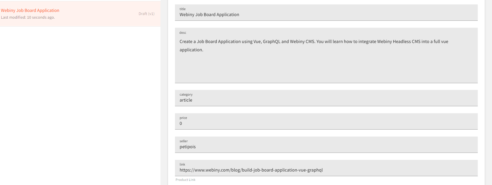 Creating entries